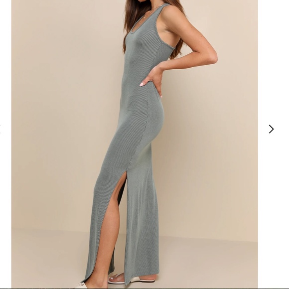 🌫️ Lulu’s “Relaxed but Not Least” Grey Ribbed Sleeveless Maxi Dress | Women’s S - Picture 3 of 8